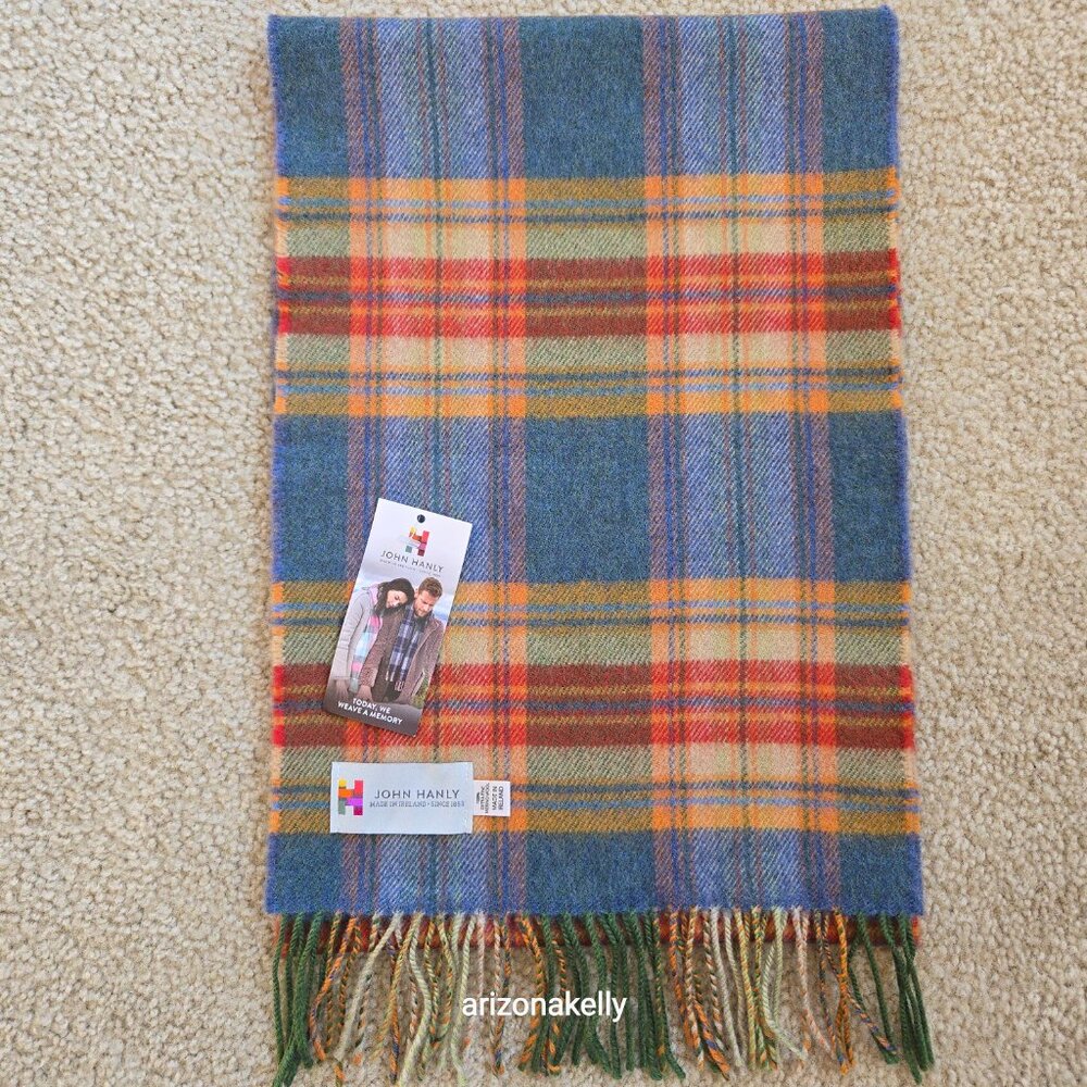NWT John Hanly Extra Fine Merino Wool Plaid Scarf - Picture 9 of 10